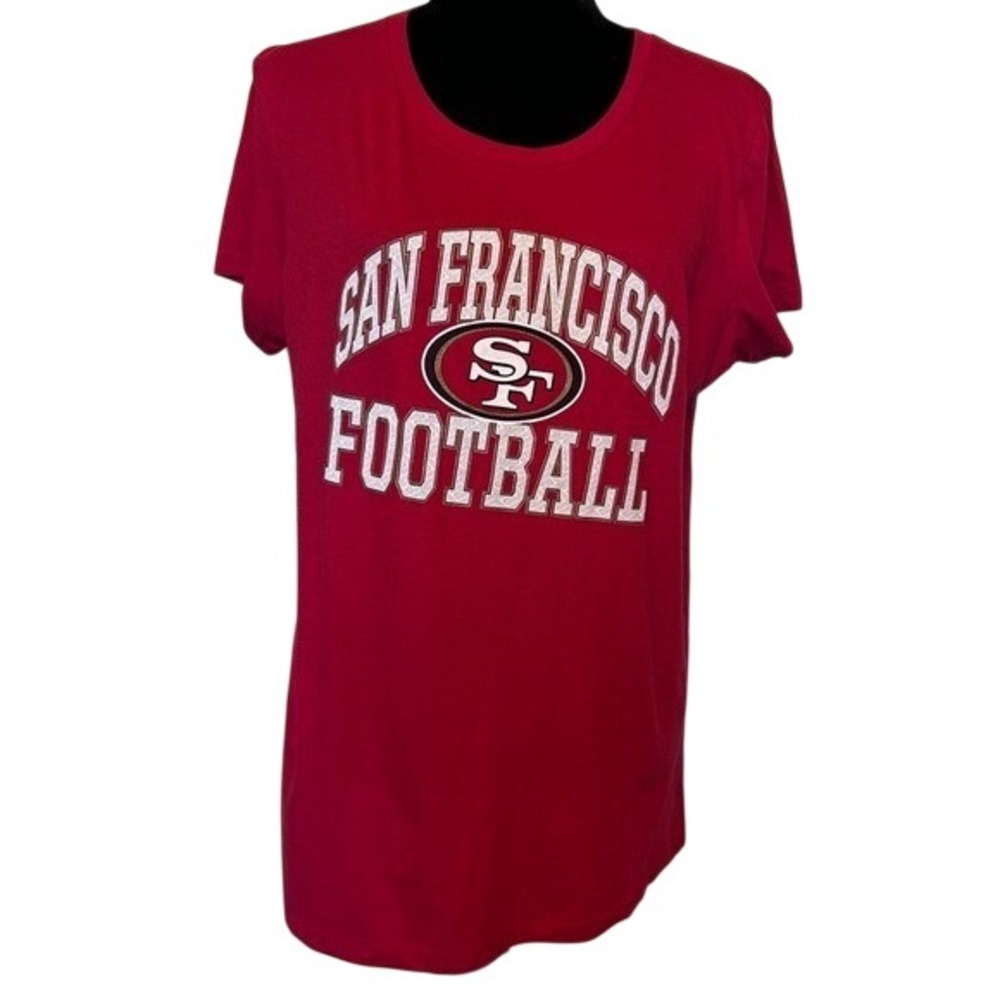 NWT Majestic Fan Fashion Red NFL San Francisco SF Football Tee Shirt Size XL